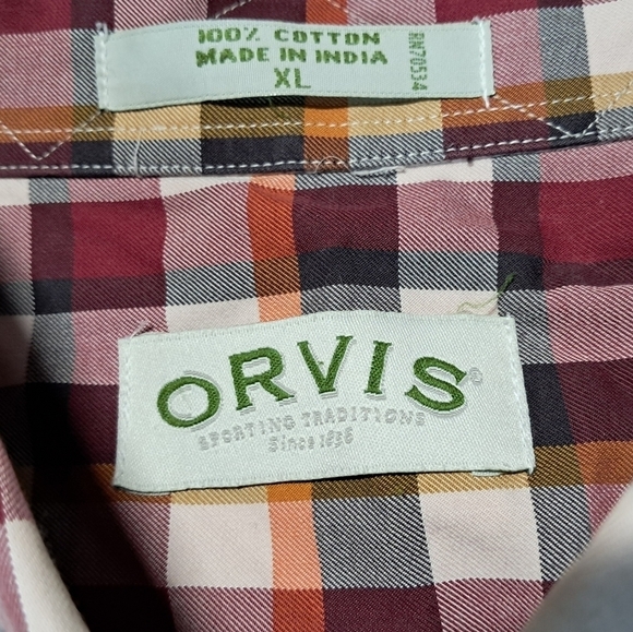 Orvis Button Down Shirt Men’s XL Blue Red Plaid 100% Cotton Classic Fit - Picture 4 of 9